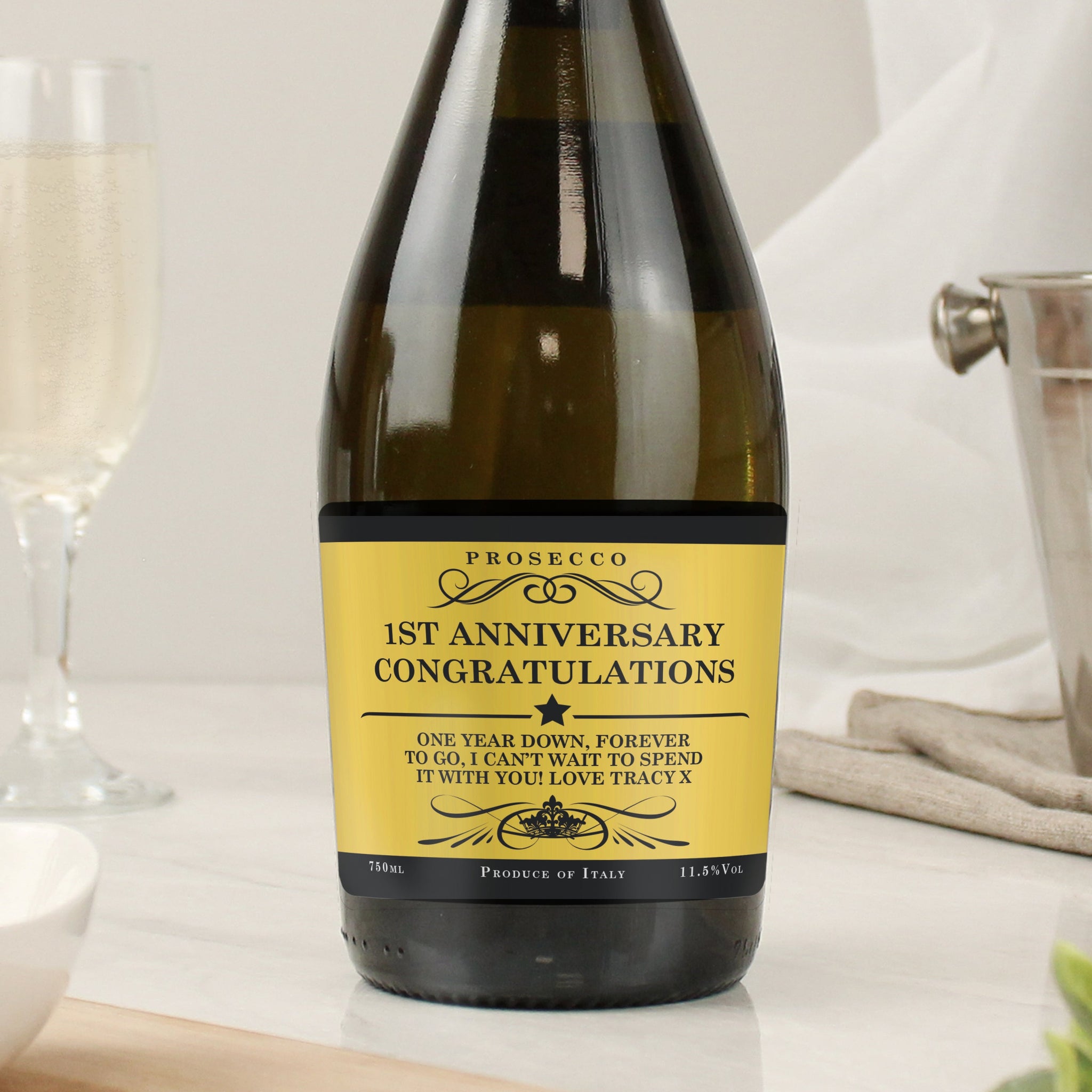 Personalised Any Message Bottle of Prosecco: 2 - Prosecco By Gift Moments