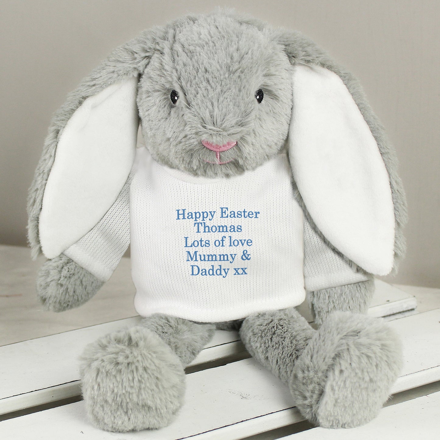 Personalised Message Bunny Rabbit - Blue: 4 - Teddy Bears & Soft Toys By Gift Moments