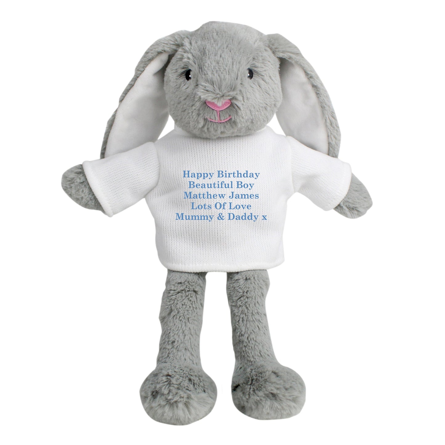 Personalised Message Bunny Rabbit - Blue: 5 - Teddy Bears & Soft Toys By Gift Moments