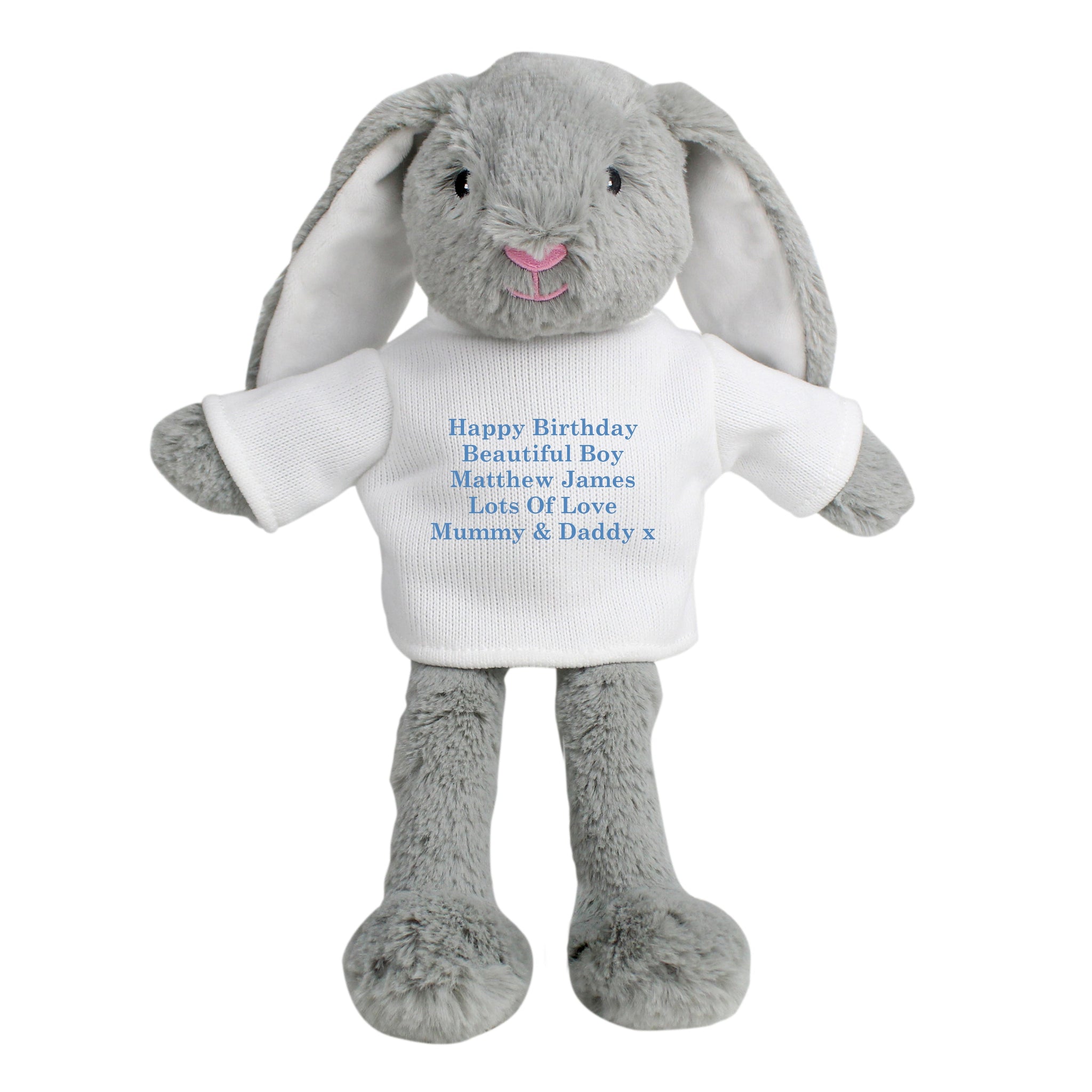 Personalised Message Bunny Rabbit - Blue: 5 - Teddy Bears & Soft Toys By Gift Moments
