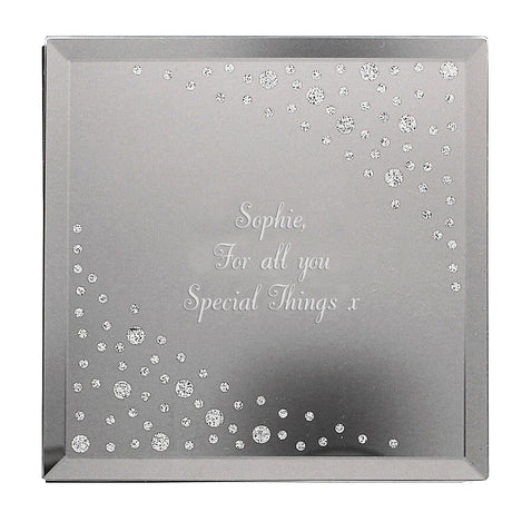 Personalised Any Message Diamante Glass Trinket Box: 4 - Trinket Boxes By Gift Moments