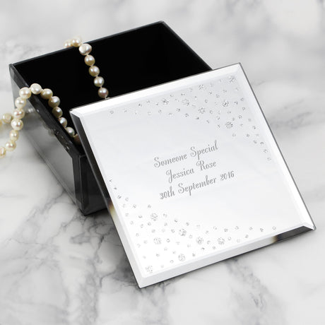 Personalised Any Message Diamante Glass Trinket Box: 1 - Trinket Boxes By Gift Moments