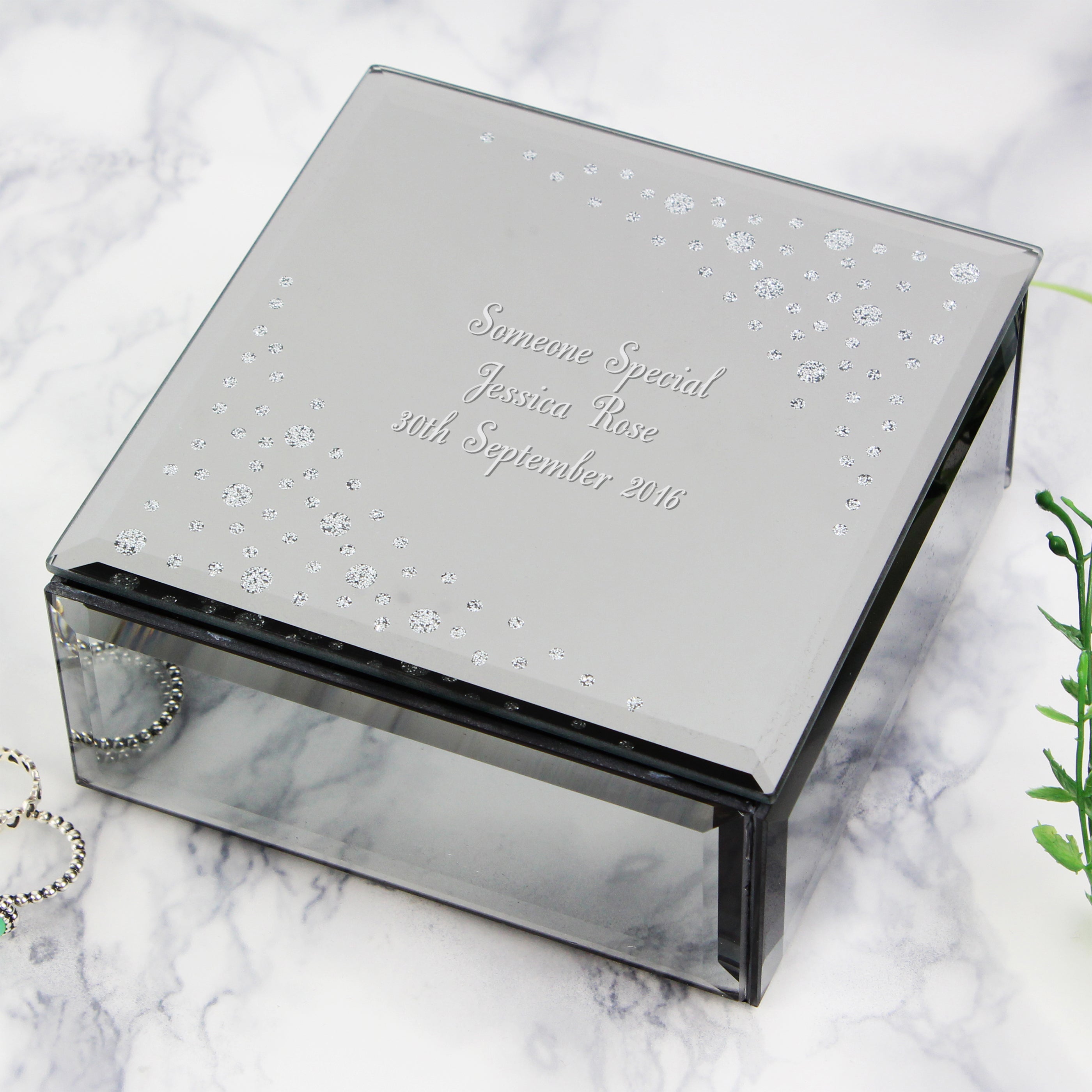 Personalised Any Message Diamante Glass Trinket Box - Shop Trinket Boxes At Gift Moments - 2