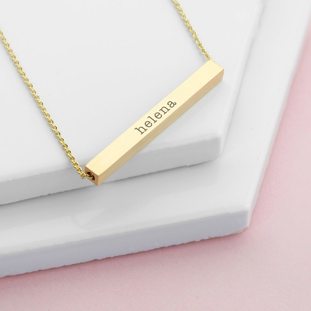 Personalised Message Horizontal Bar Necklaces: 1 - Gold - Necklaces By Gift Moments