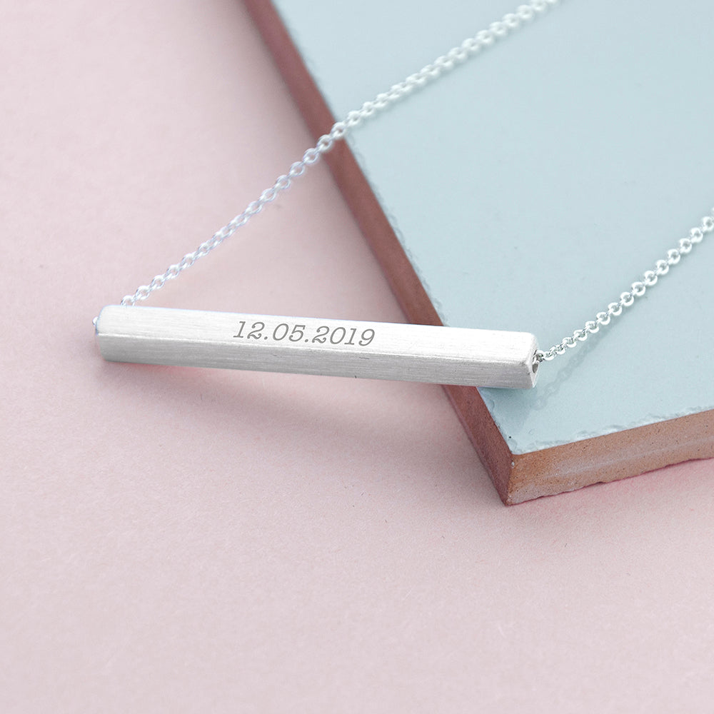 Personalised Message Horizontal Bar Necklaces: 2 - Silver - Necklaces By Gift Moments