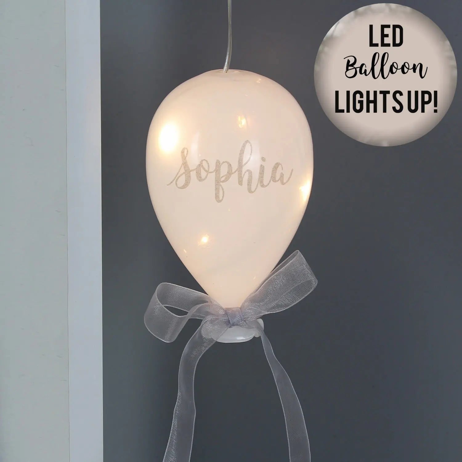 Personalised Message LED Hanging Glass Balloon: 2 - LED Lighting By Gift Moments