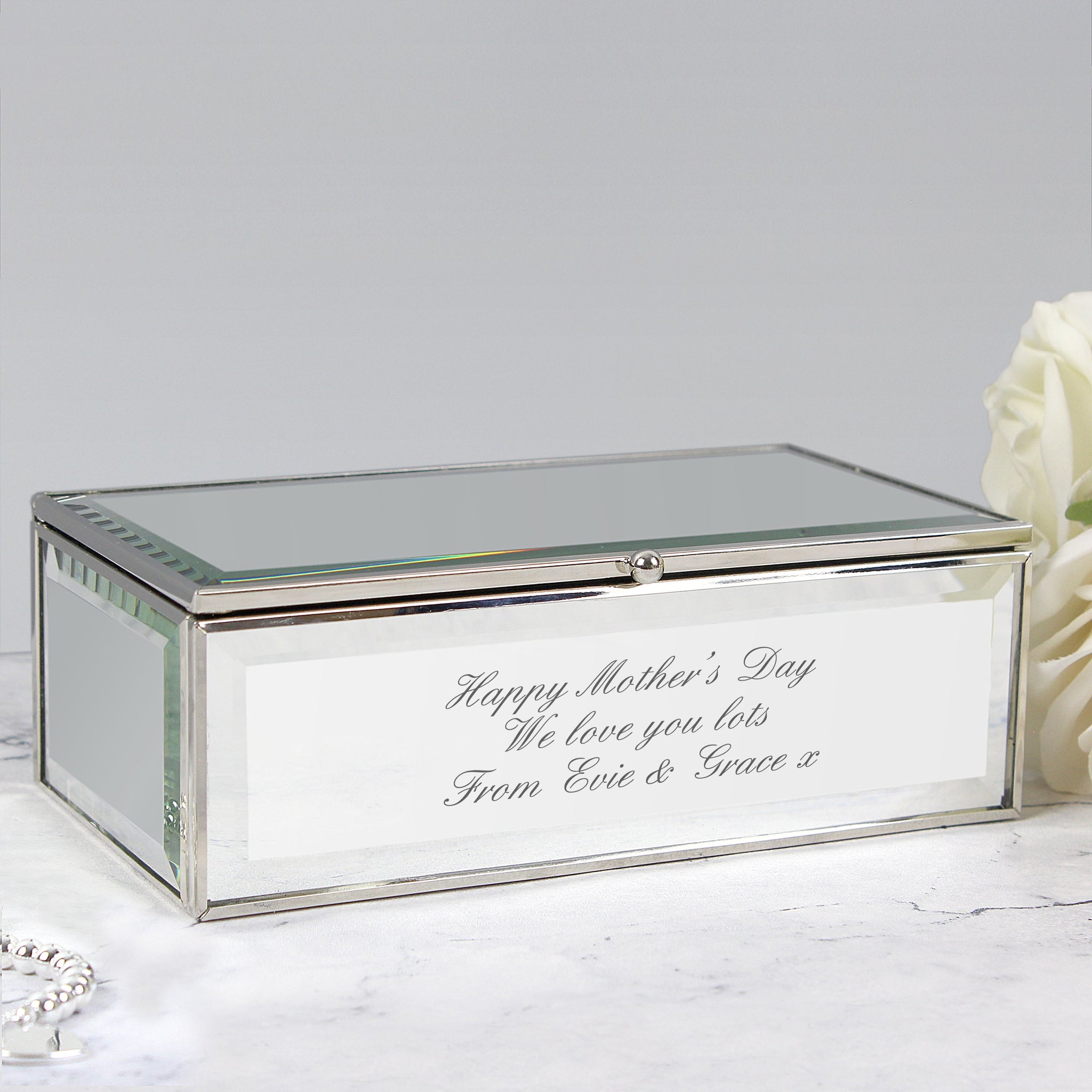 Personalised Any Message Mirrored Jewellery Box: 6 - Jewellery Boxes By Gift Moments