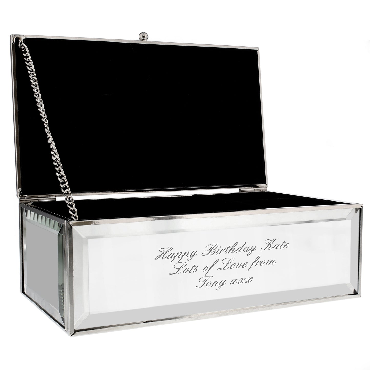 Personalised Any Message Mirrored Jewellery Box: 8 - Jewellery Boxes By Gift Moments