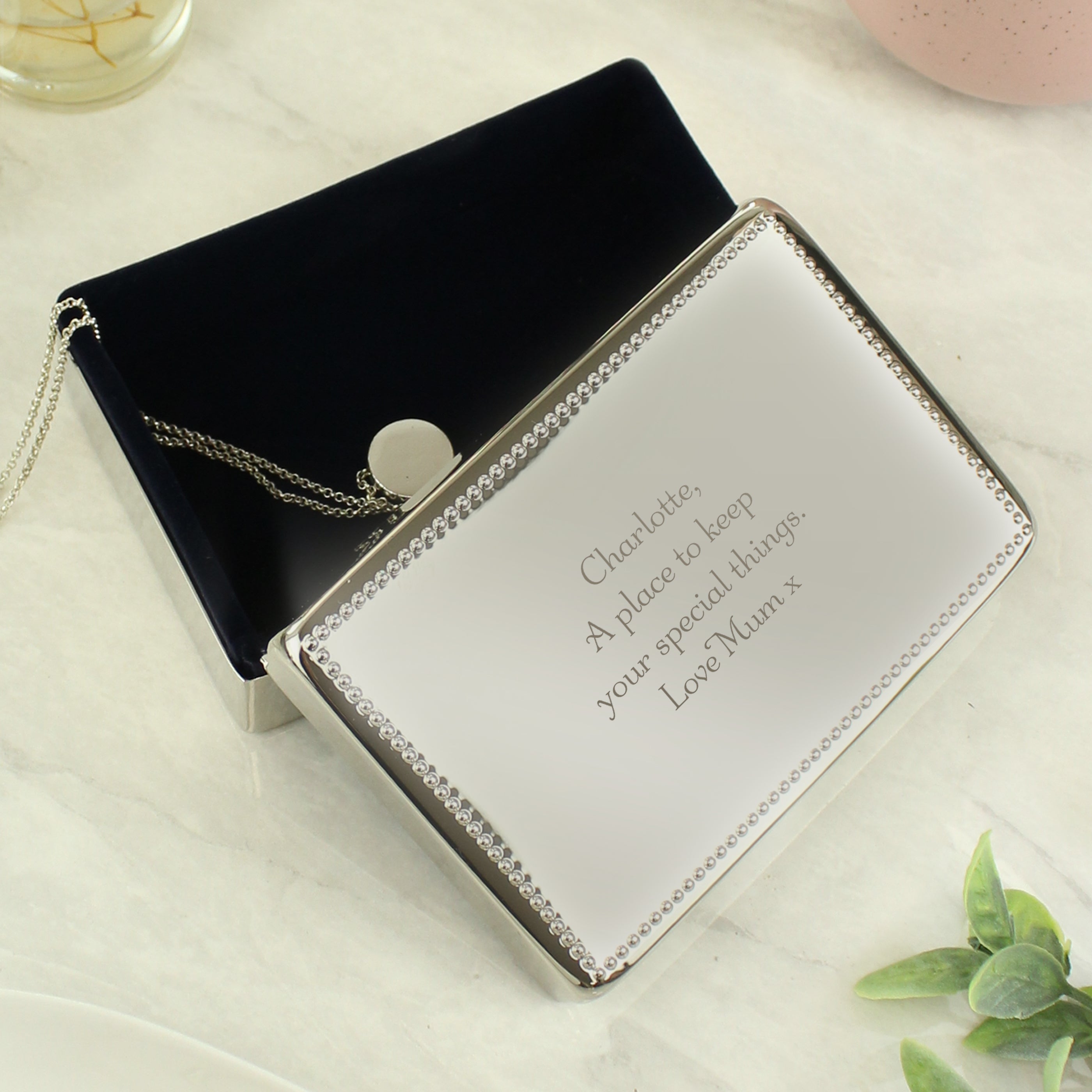 Personalised Any Message Rectangular Jewellery Box - Shop Jewellery Boxes At Gift Moments - 1