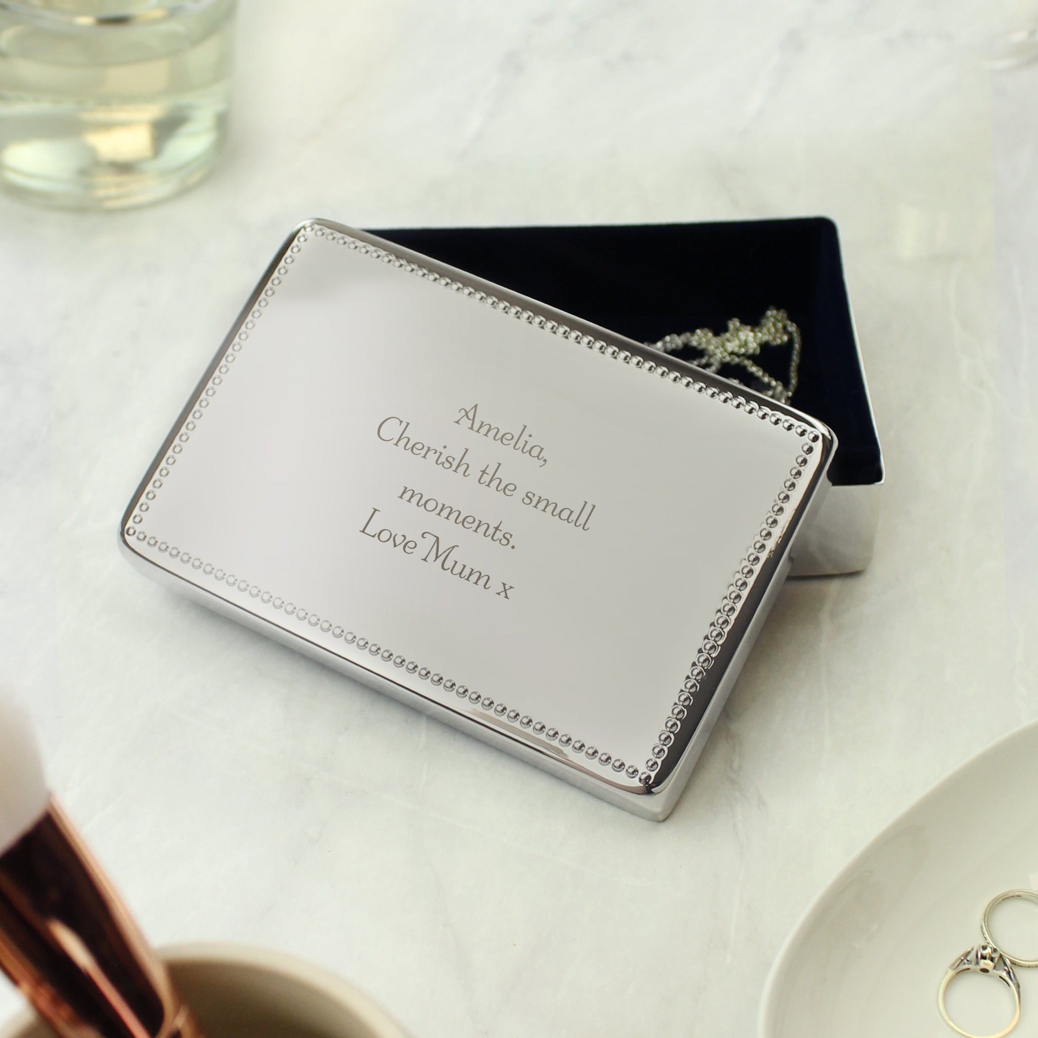 Personalised Any Message Rectangular Jewellery Box: 6 - Jewellery Boxes By Gift Moments