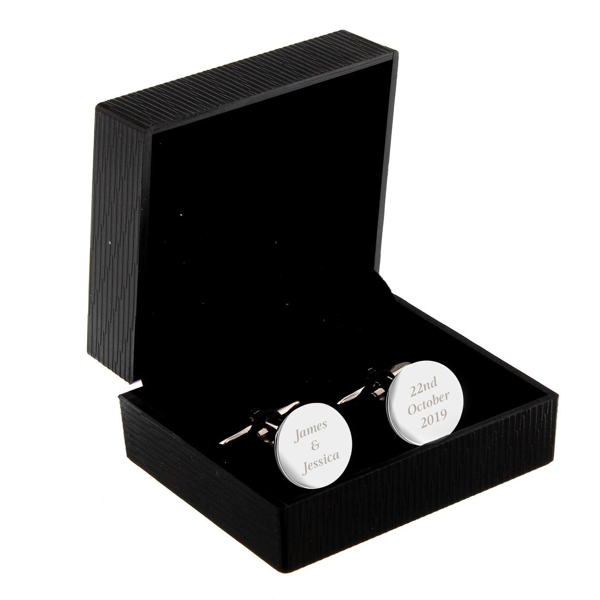 Personalised Any Message Round Cufflinks: 4 Cufflinks & Tie Slides By Gift Moments