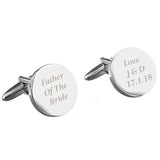 Personalised Any Message Round Cufflinks: 3 Cufflinks & Tie Slides By Gift Moments
