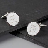 Personalised Any Message Round Cufflinks: 2 Cufflinks & Tie Slides By Gift Moments