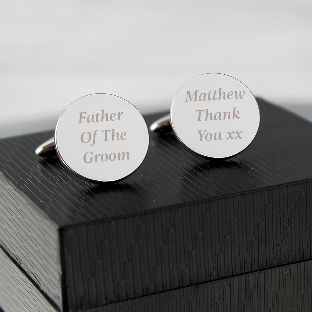 Personalised Any Message Round Cufflinks - Shop Cufflinks & Tie Slides At Gift Moments - 1