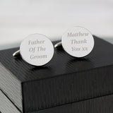 Personalised Any Message Round Cufflinks: 1 Cufflinks & Tie Slides By Gift Moments