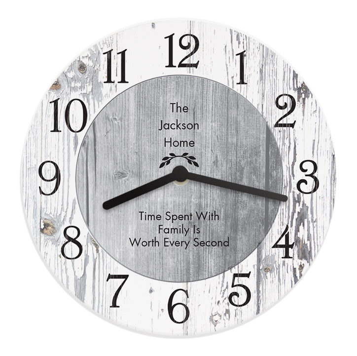 Personalised Any Message Shabby Chic Wooden Clock: 5 - Clocks By Gift Moments