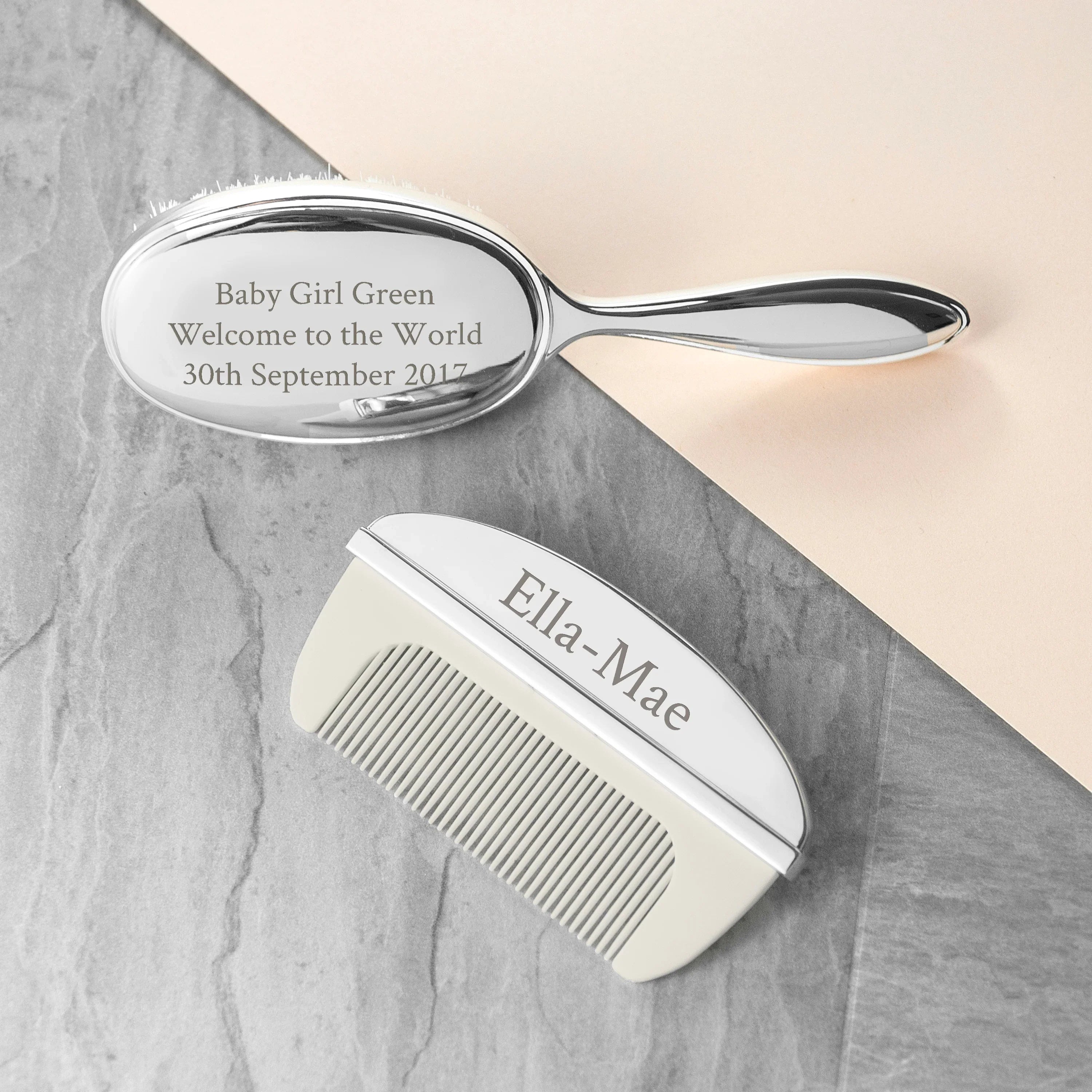 Personalised Message Silver Plated Baby Brush & Comb Set - Shop Baby At Gift Moments - 2