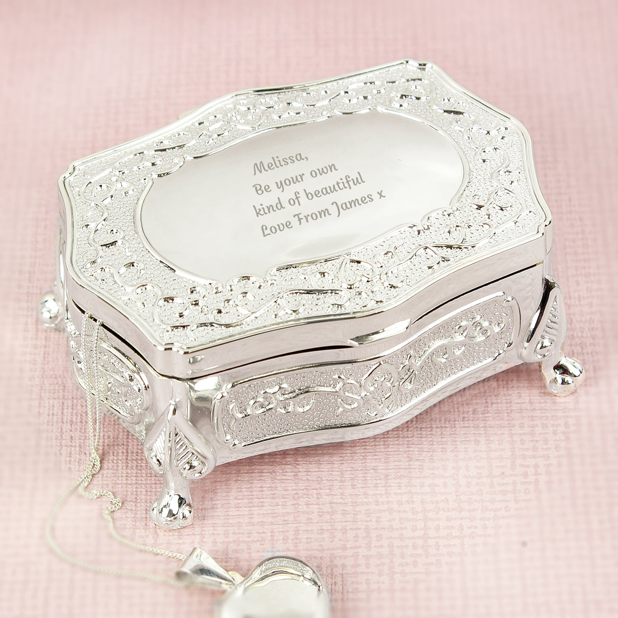 Personalised Any Message Small Antique Trinket Box: 1 - Trinket Boxes By Gift Moments