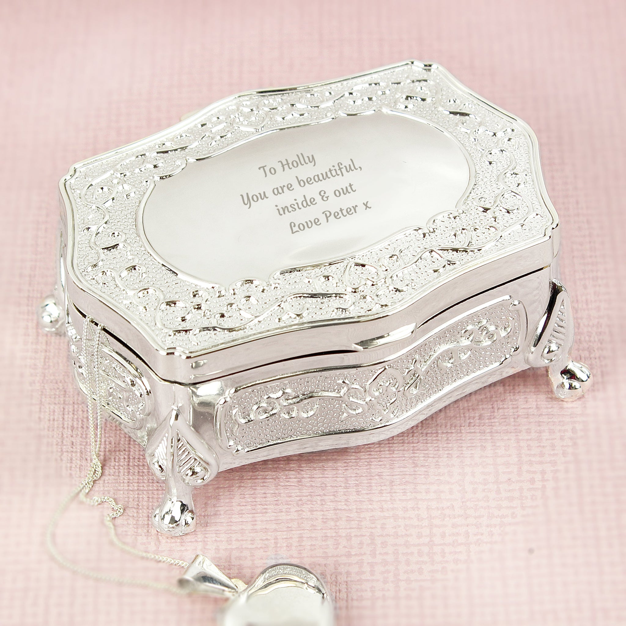 Personalised Any Message Small Antique Trinket Box: 6 - Trinket Boxes By Gift Moments