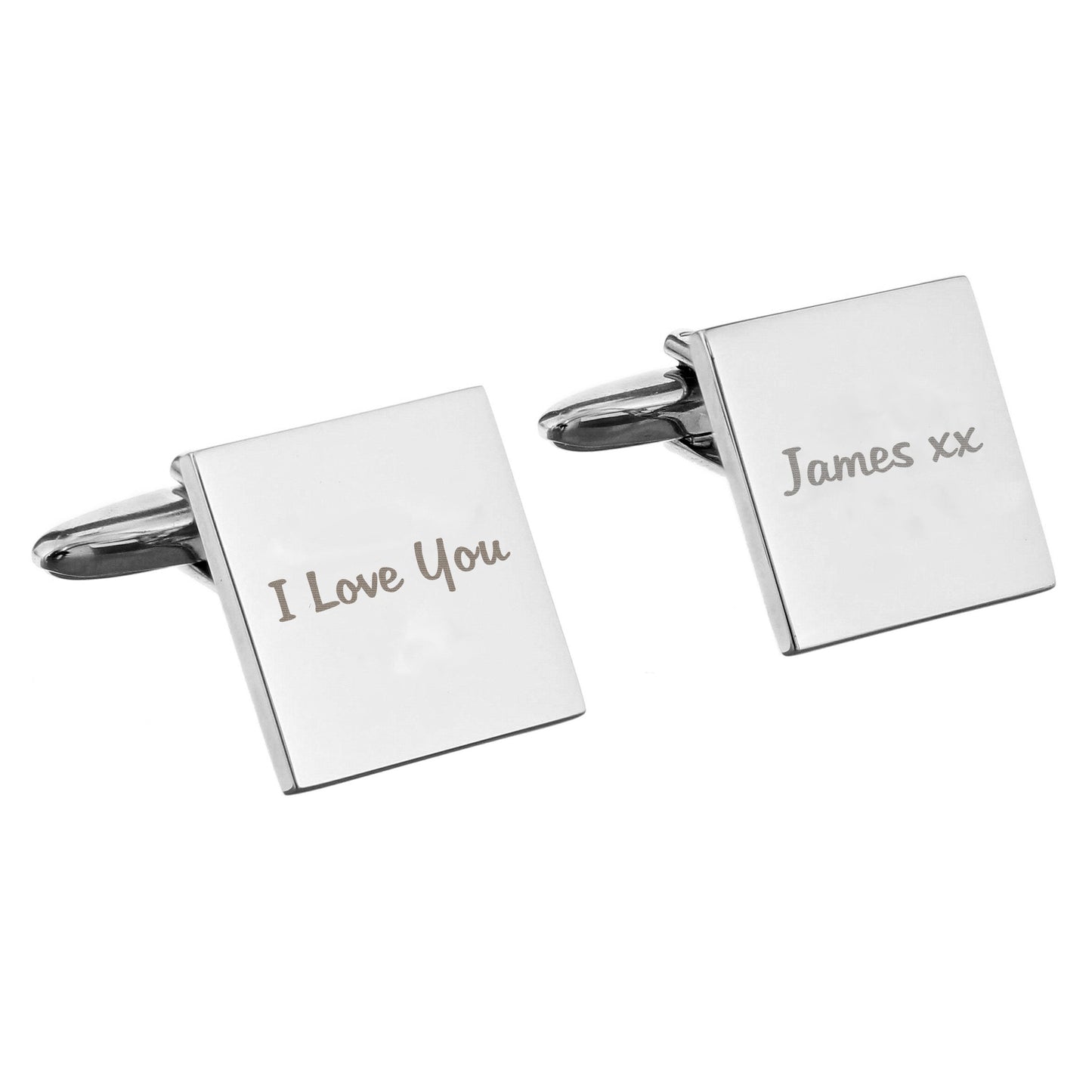 Personalised Any Message Square Cufflinks - 1 line: 5 - Cufflinks & Tie Slides By Gift Moments