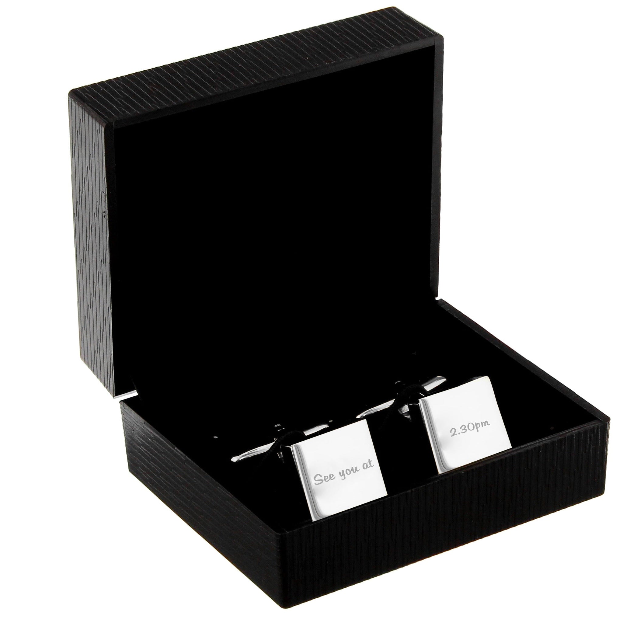 Personalised Any Message Square Cufflinks - 1 line: 3 - Cufflinks & Tie Slides By Gift Moments