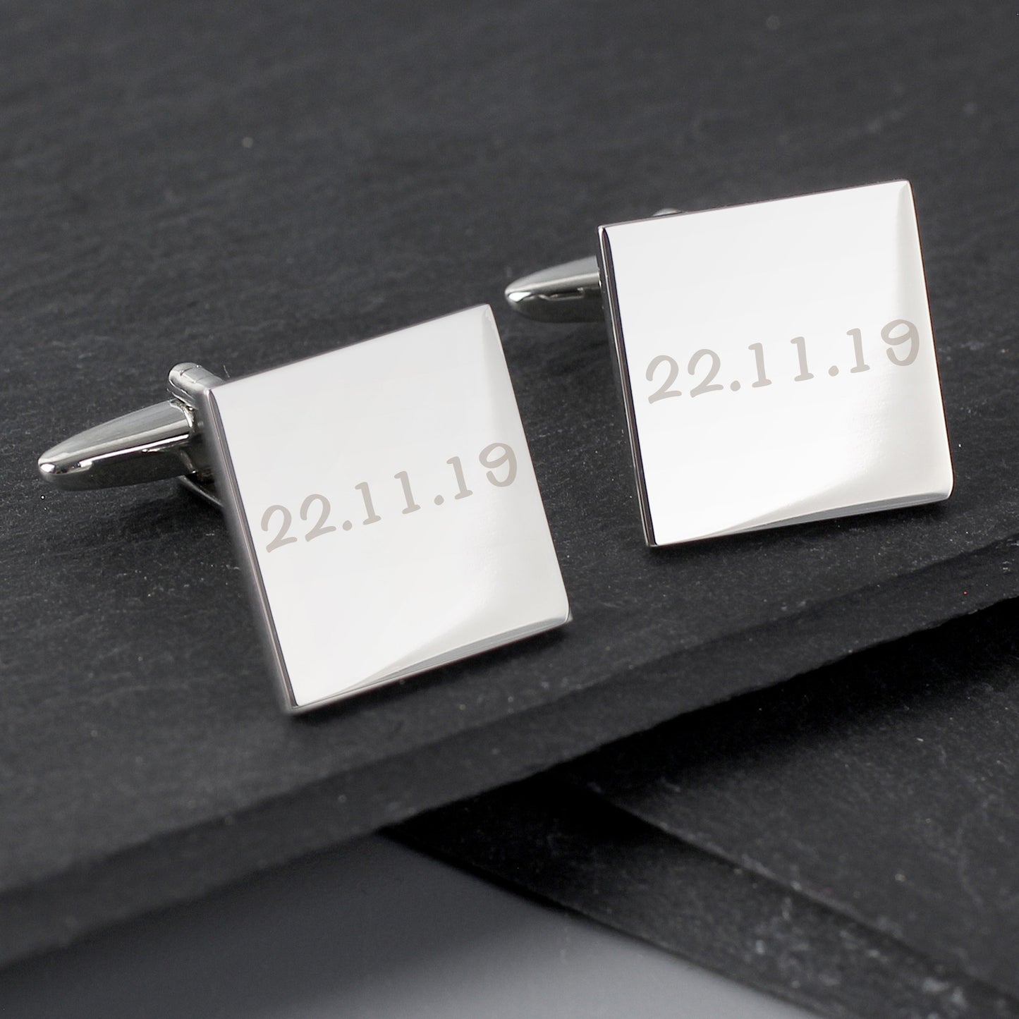 Personalised Any Message Square Cufflinks - 1 line: 2 - Cufflinks & Tie Slides By Gift Moments