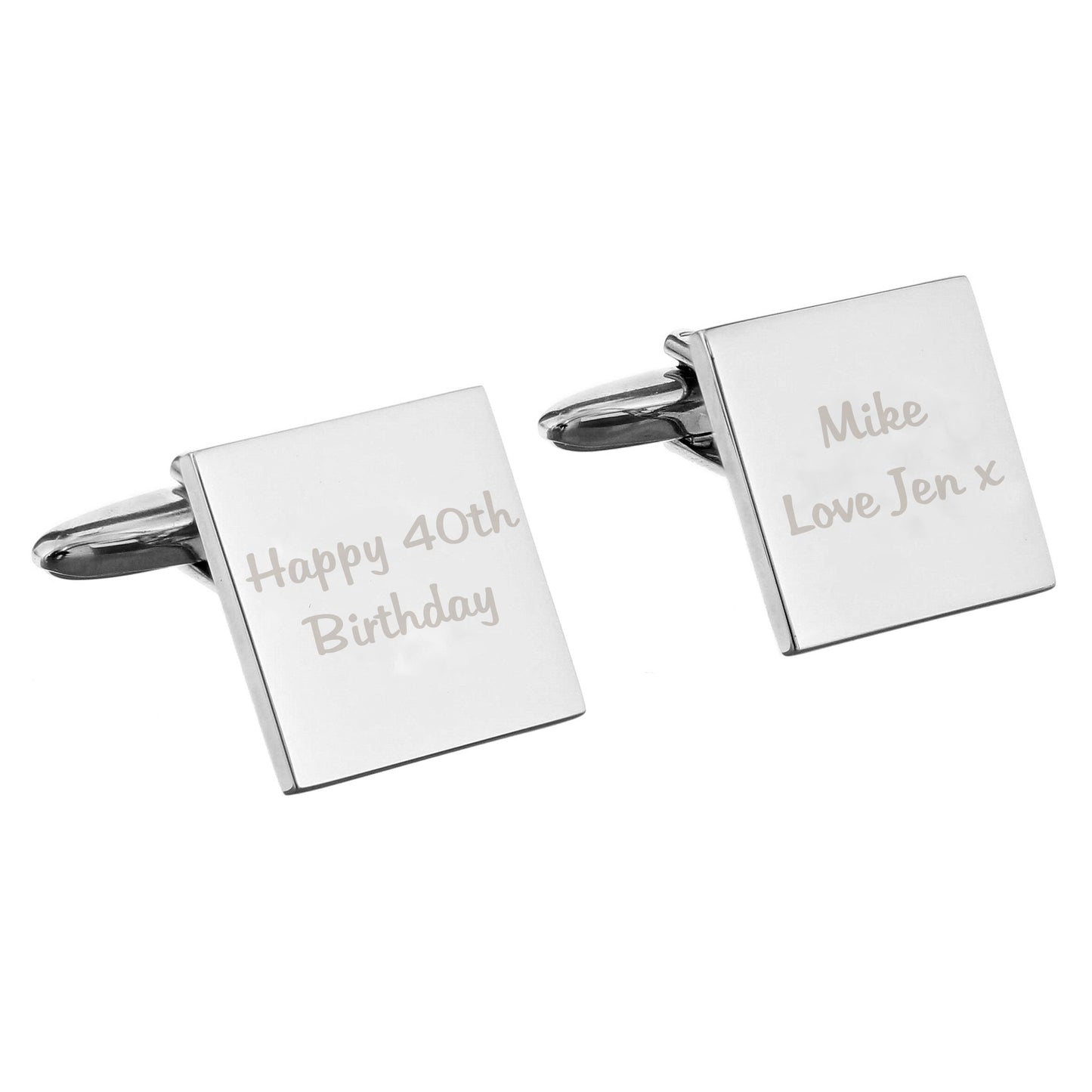 Personalised Any Message Square Cufflinks - 2 lines: 4 - Cufflinks & Tie Slides By Gift Moments