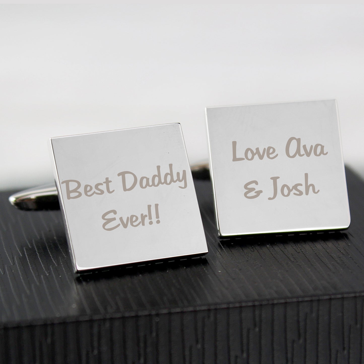 Personalised Any Message Square Cufflinks - 2 lines: 2 - Cufflinks & Tie Slides By Gift Moments