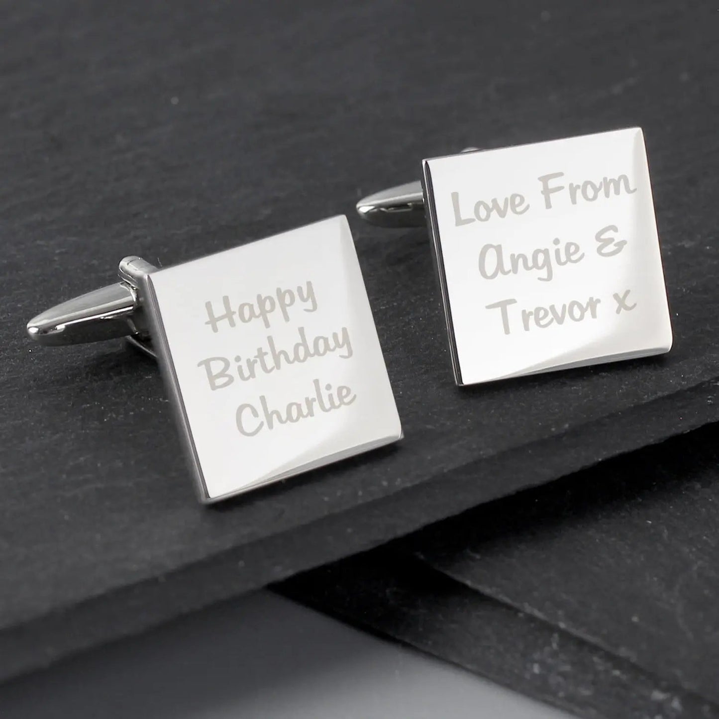 Personalised Any Message Square Cufflinks - 3 lines: 1 - Cufflinks & Tie Slides By Gift Moments