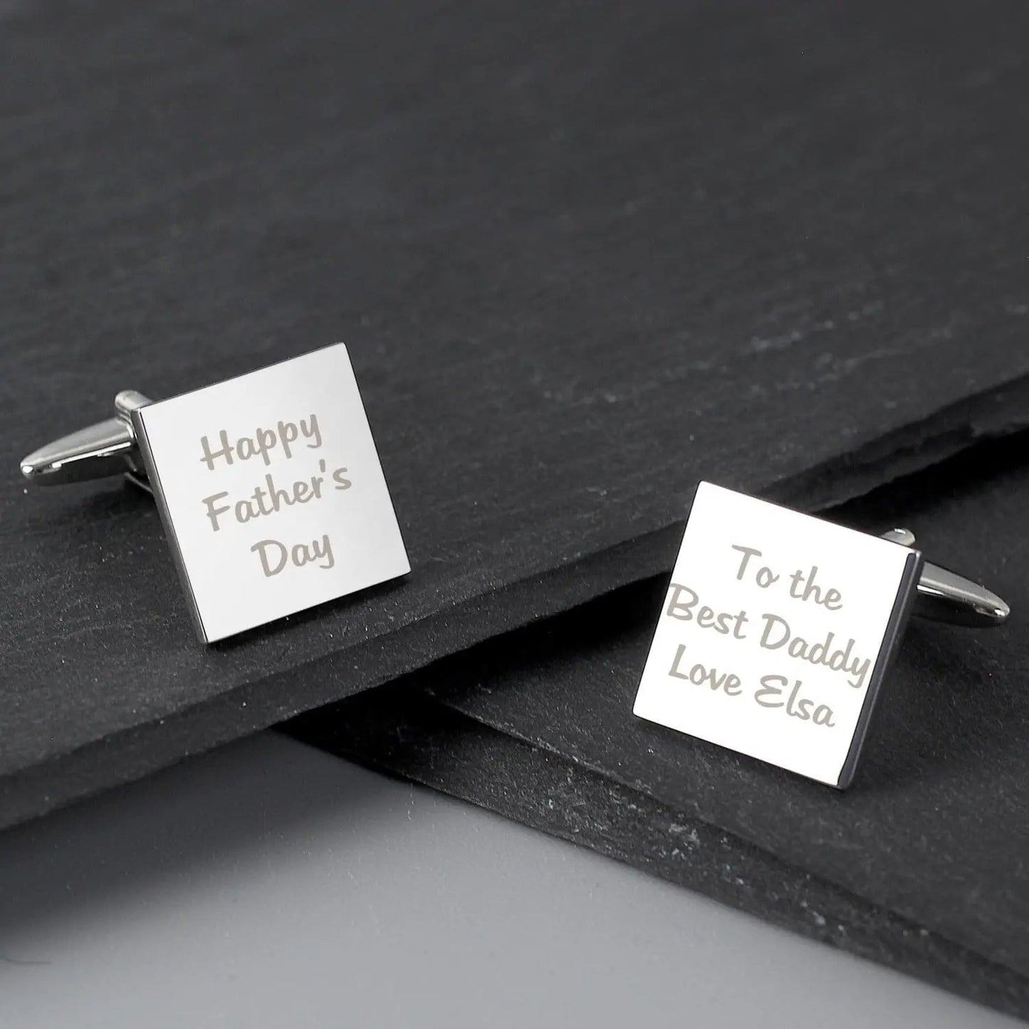 Personalised Any Message Square Cufflinks - 3 lines: 2 - Cufflinks & Tie Slides By Gift Moments