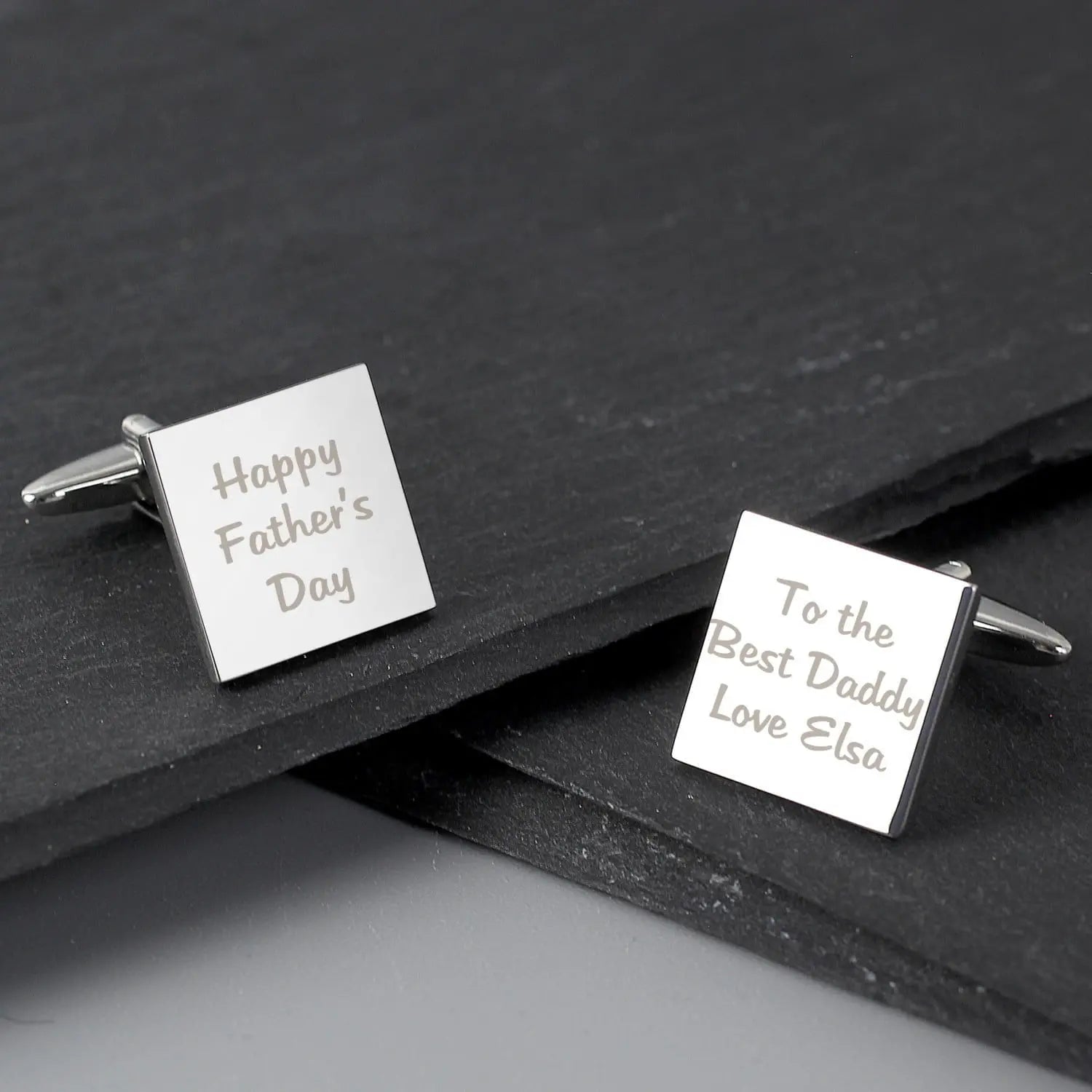 Personalised Any Message Square Cufflinks - 3 lines - Shop Cufflinks & Tie Slides At Gift Moments - 2