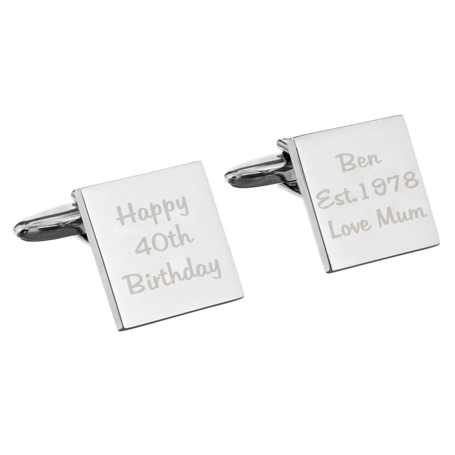 Personalised Any Message Square Cufflinks - 3 lines: 3 - Cufflinks & Tie Slides By Gift Moments