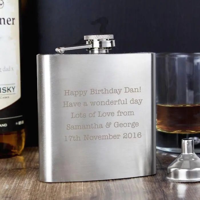 Personalised Any Message Stainless Steel Hip Flask - Shop Hip Flasks At Gift Moments - 1