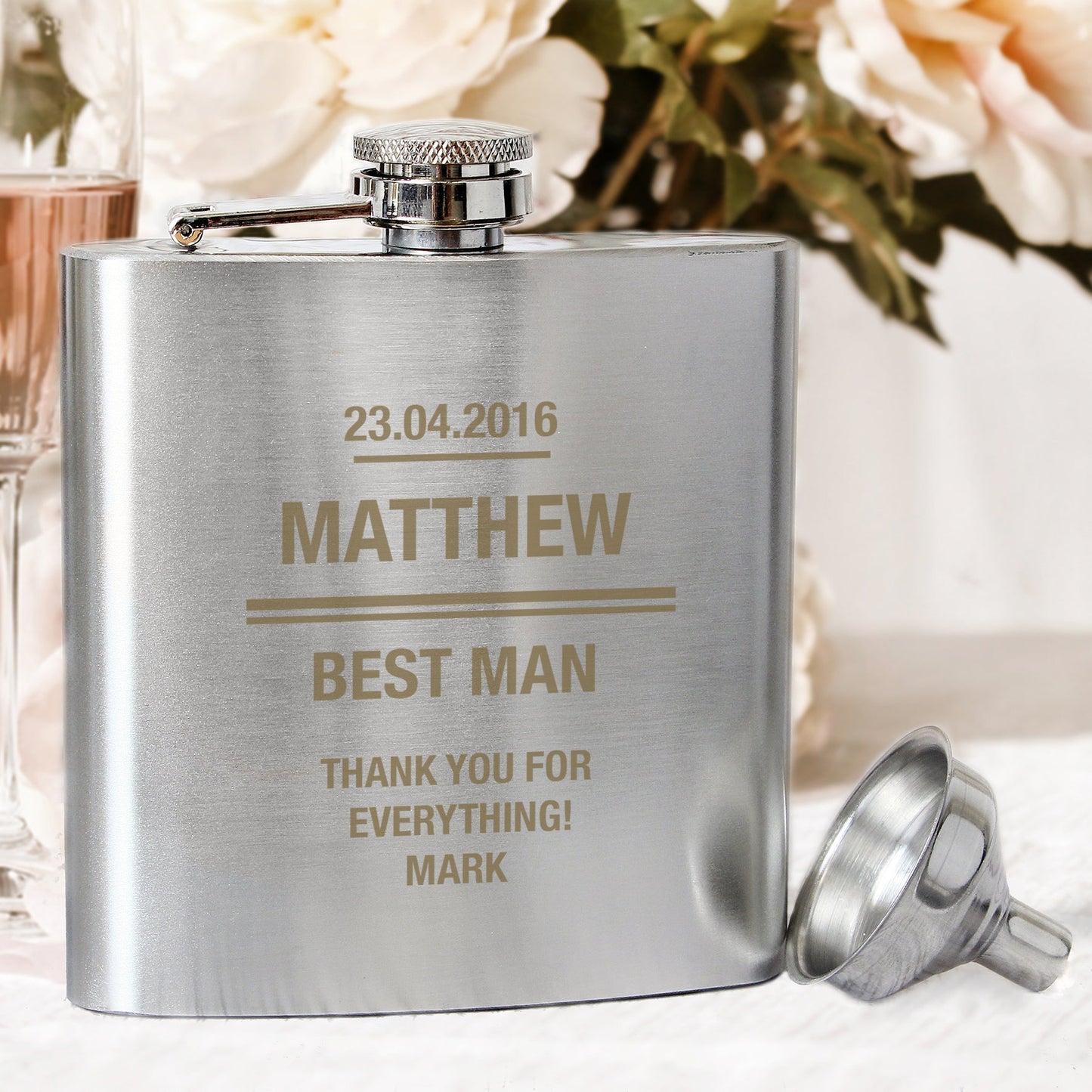 Personalised Any Message Stainless Steel Hip Flask: 2 - Hip Flasks By Gift Moments