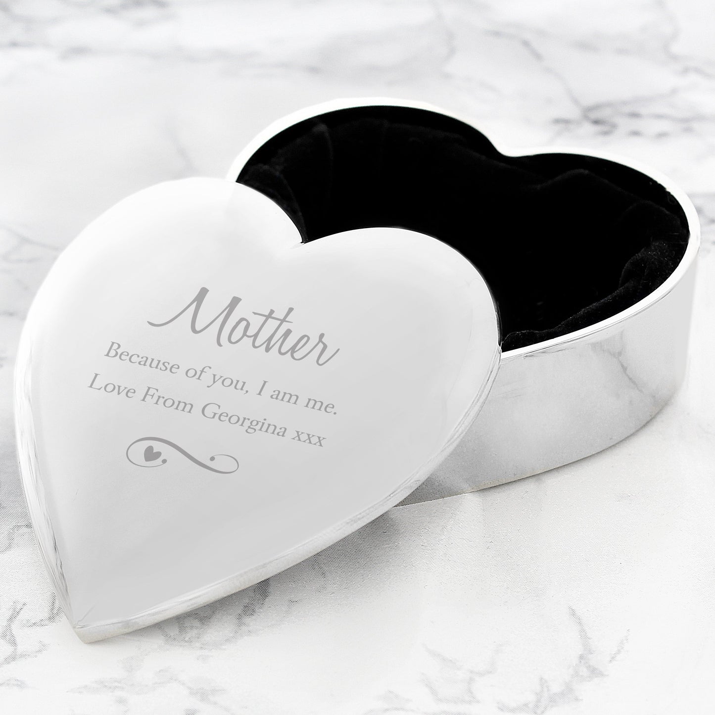 Personalised Any Message Swirls & Hearts Heart Trinket Box: 5 - Trinket Boxes By Gift Moments