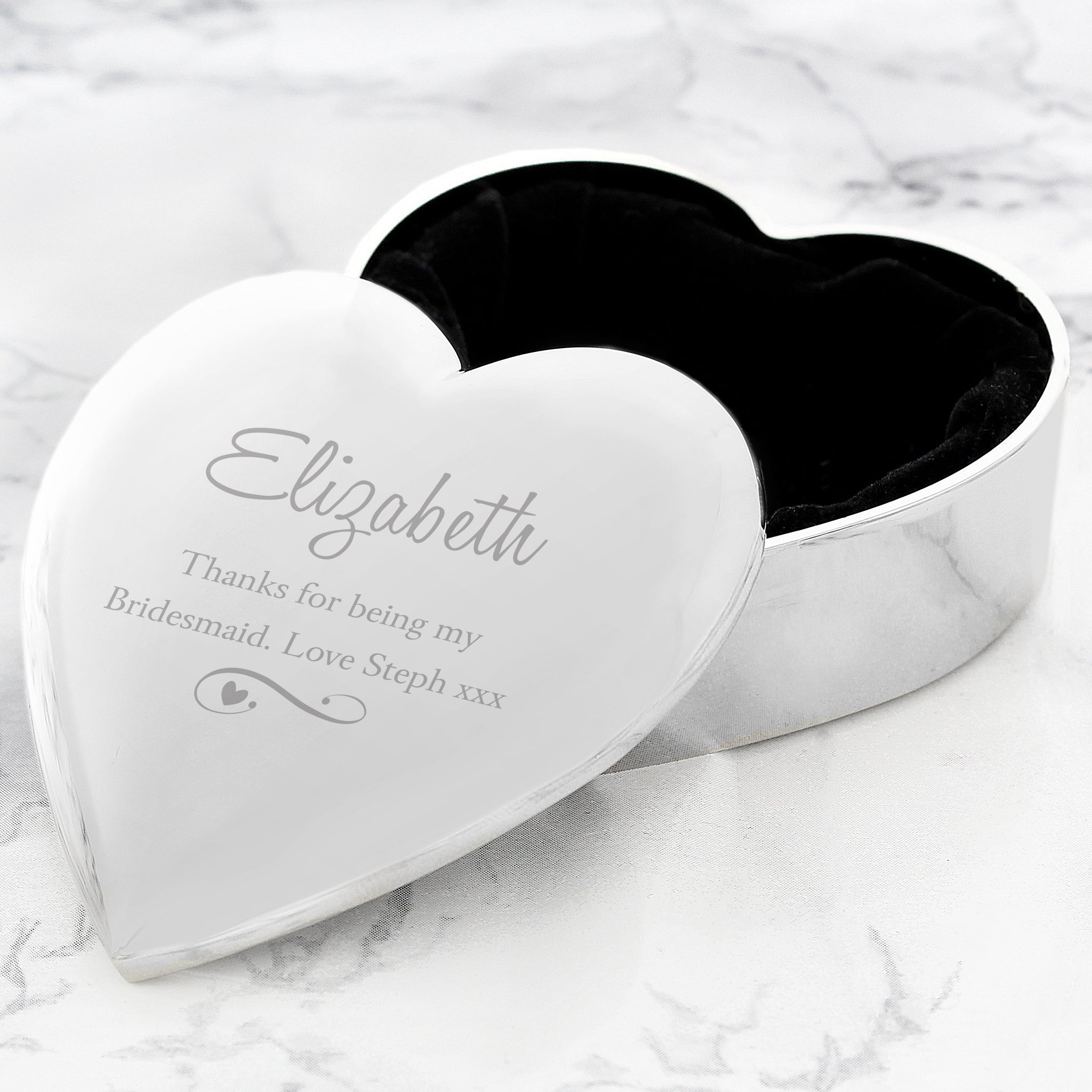 Personalised Any Message Swirls & Hearts Heart Trinket Box: 4 - Trinket Boxes By Gift Moments