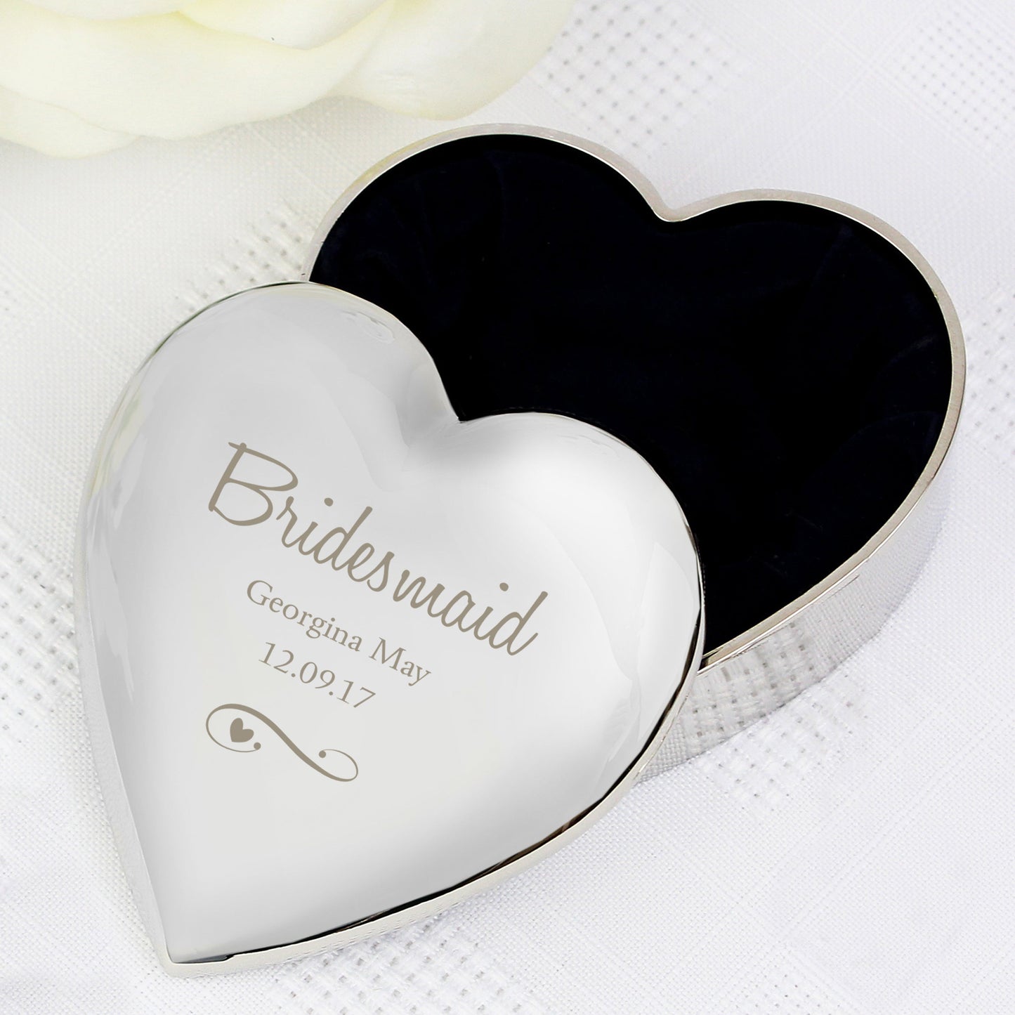 Personalised Any Message Swirls & Hearts Heart Trinket Box: 2 - Trinket Boxes By Gift Moments