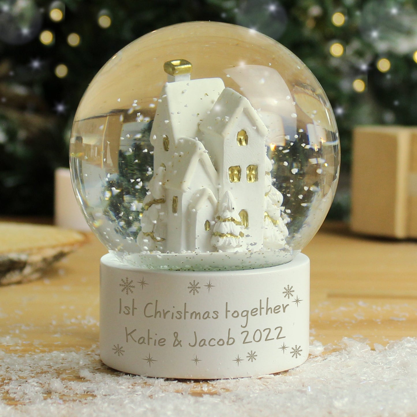 Personalised Message Village Glitter Snow Globe: 3 - Snow Globes By Gift Moments