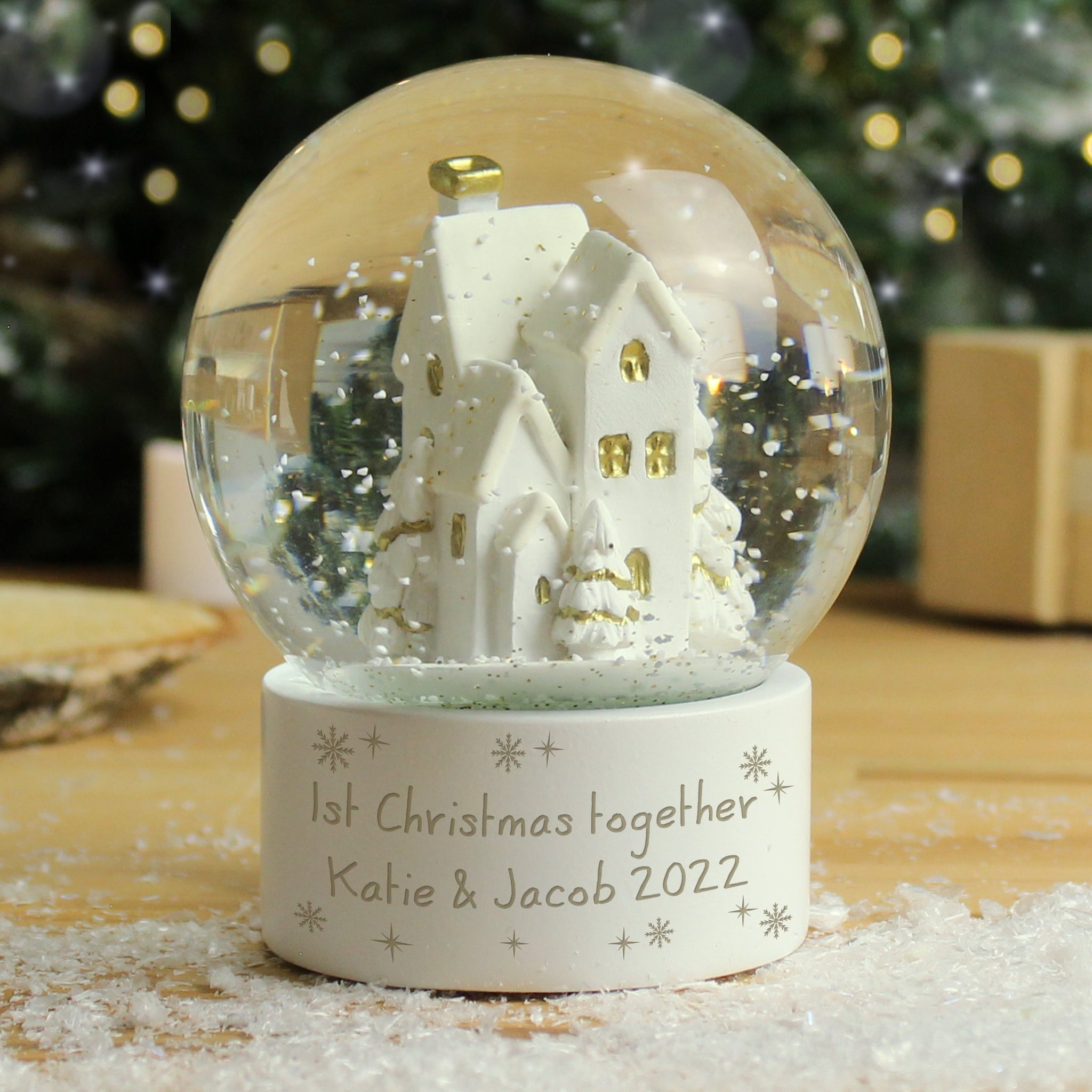 Personalised Message Village Glitter Snow Globe: 3 - Snow Globes By Gift Moments