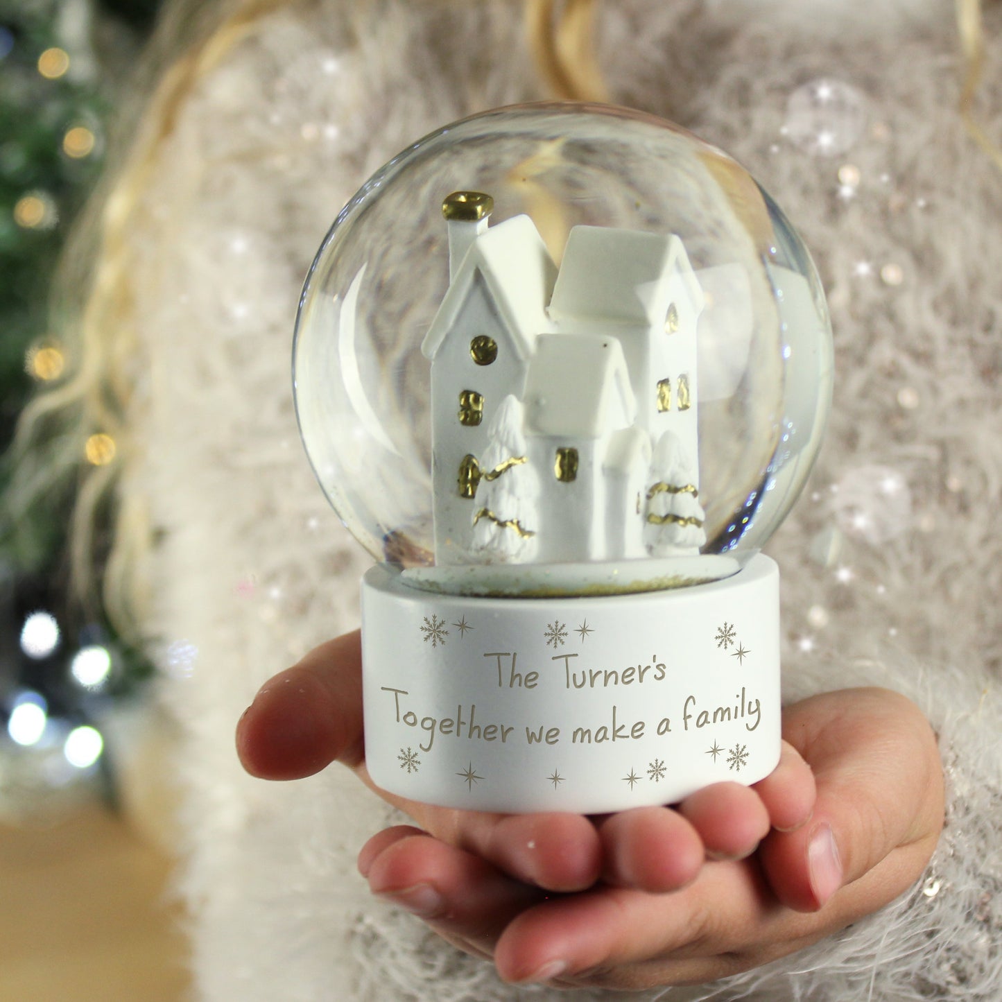 Personalised Message Village Glitter Snow Globe: 2 - Snow Globes By Gift Moments