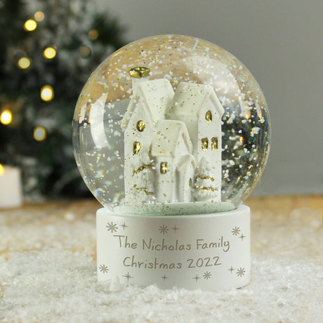 Personalised Message Village Glitter Snow Globe: 5 - Snow Globes By Gift Moments