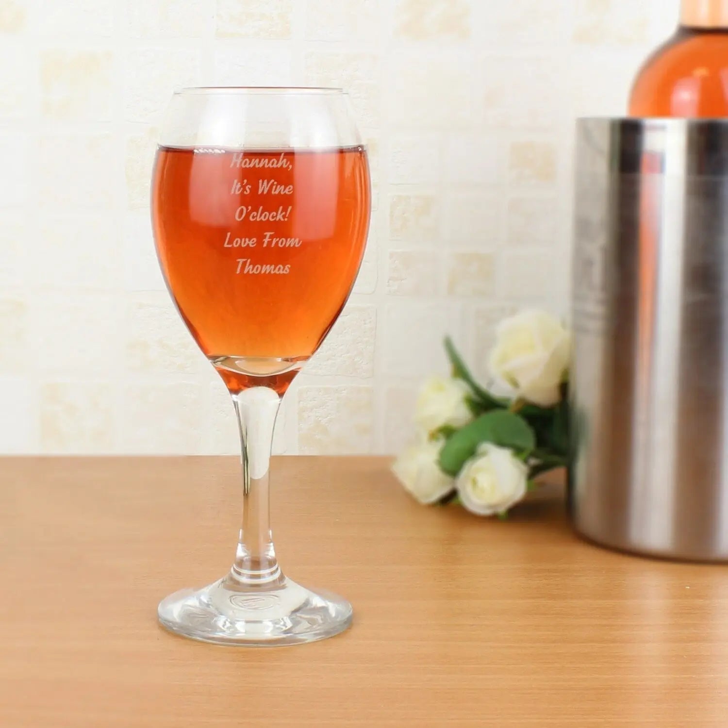 Personalised Any Message Wine Glass: 2 - Wine Glasses By Gift Moments