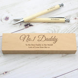 Personalised Any Message Wooden Pen & Pencil Box Set: 4 - Pens & Pencils By Gift Moments