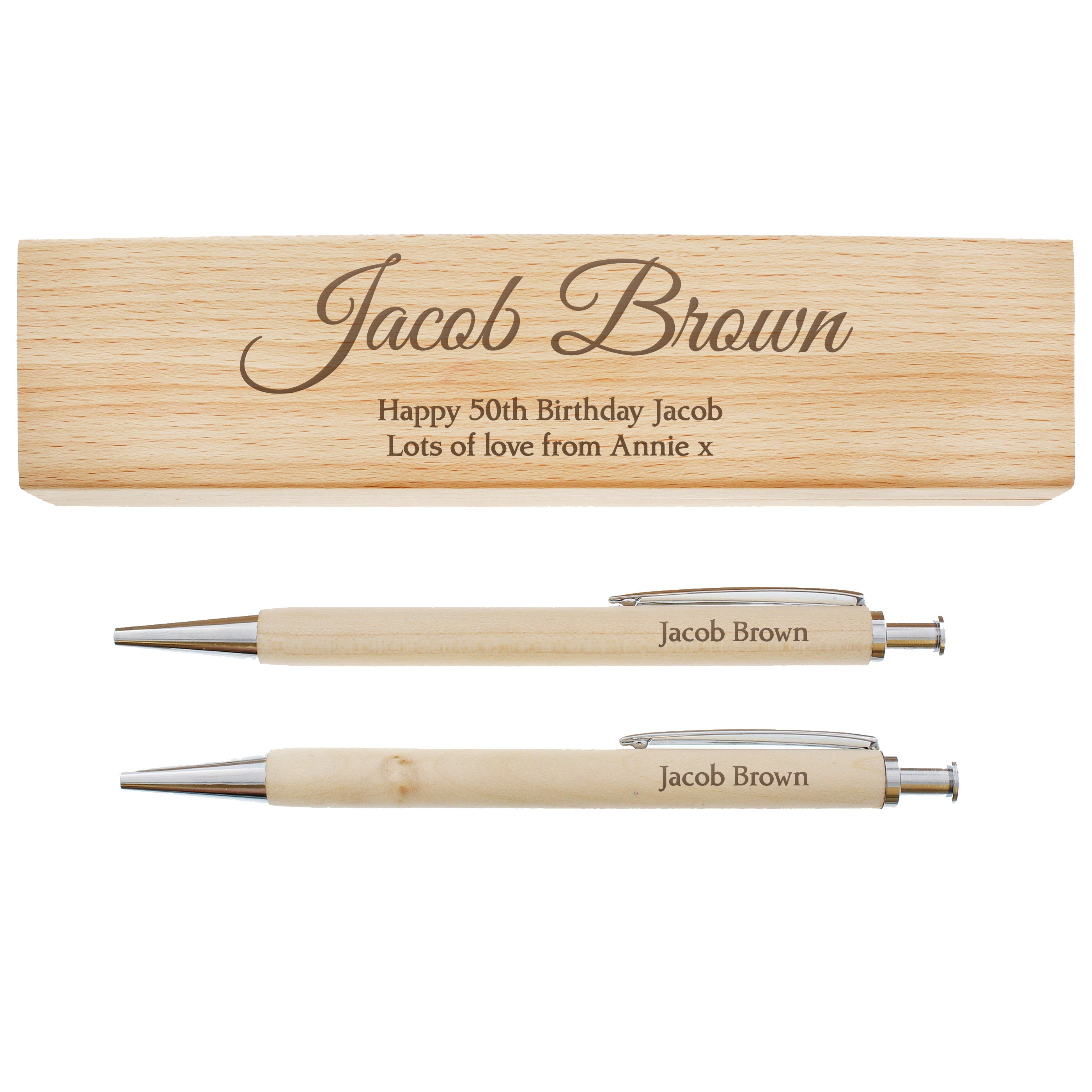 Personalised Any Message Wooden Pen & Pencil Box Set - Shop Pens & Pencils At Gift Moments - 10