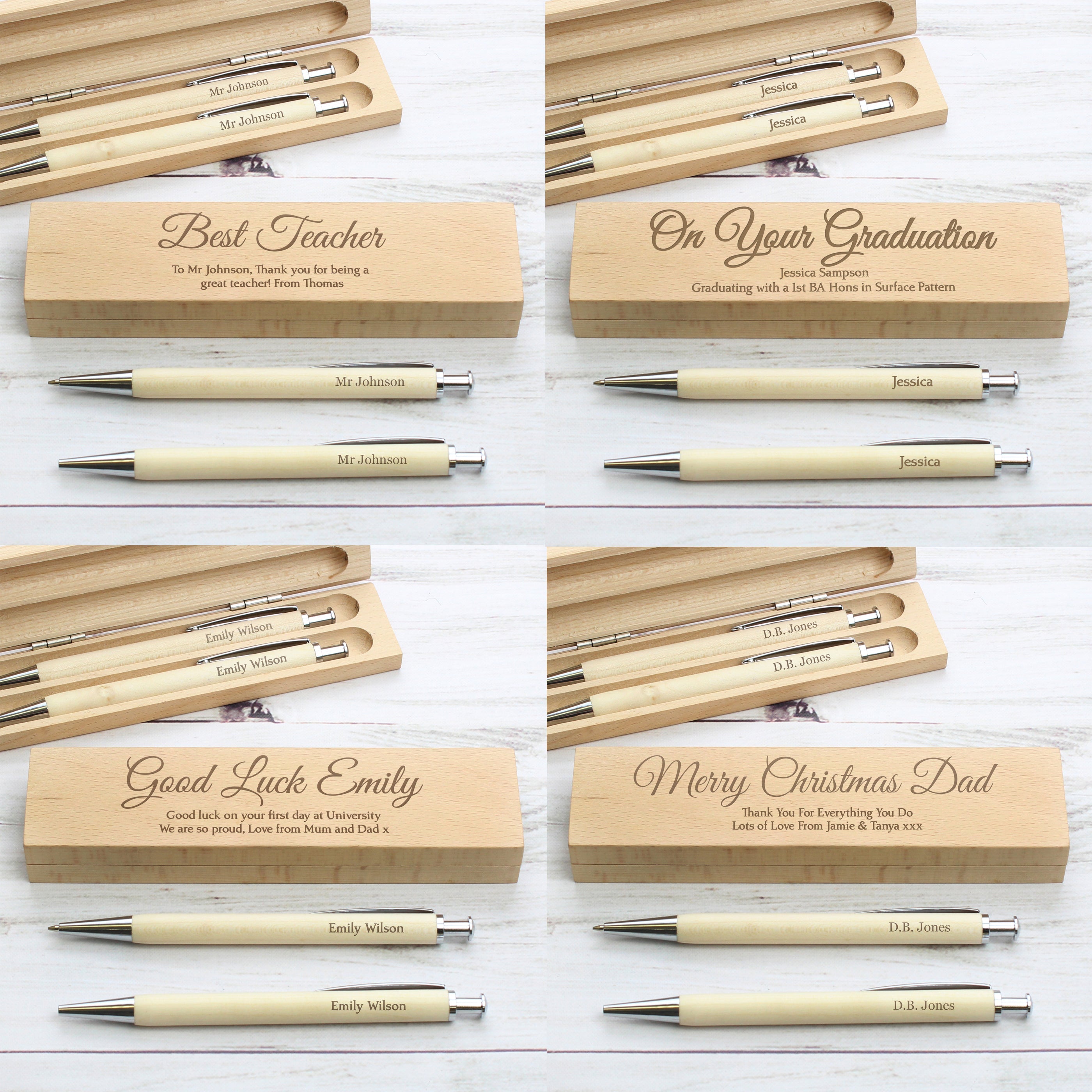Personalised Any Message Wooden Pen & Pencil Box Set - Shop Pens & Pencils At Gift Moments - 7