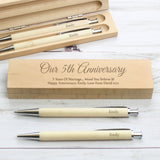 Personalised Any Message Wooden Pen & Pencil Box Set: 11 - Pens & Pencils By Gift Moments