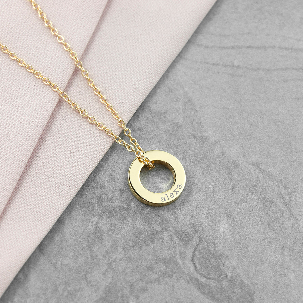 Personalised Mini Ring Necklaces: 1 - Gold - Necklaces By Gift Moments