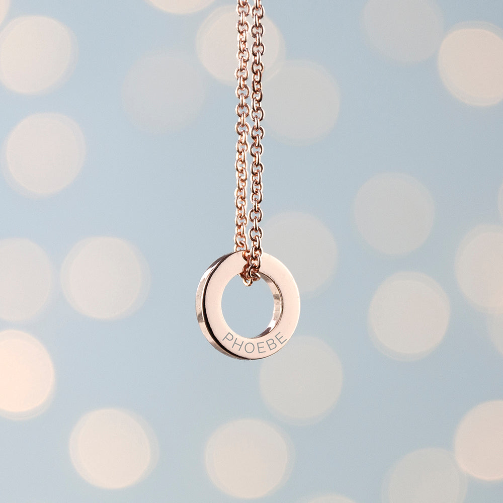 Personalised Mini Ring Necklaces: 5 - Rose Gold - Necklaces By Gift Moments