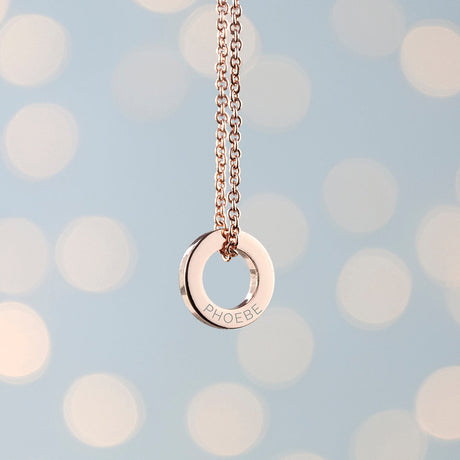 Personalised Mini Ring Necklaces: 5 - Rose Gold - Necklaces By Gift Moments