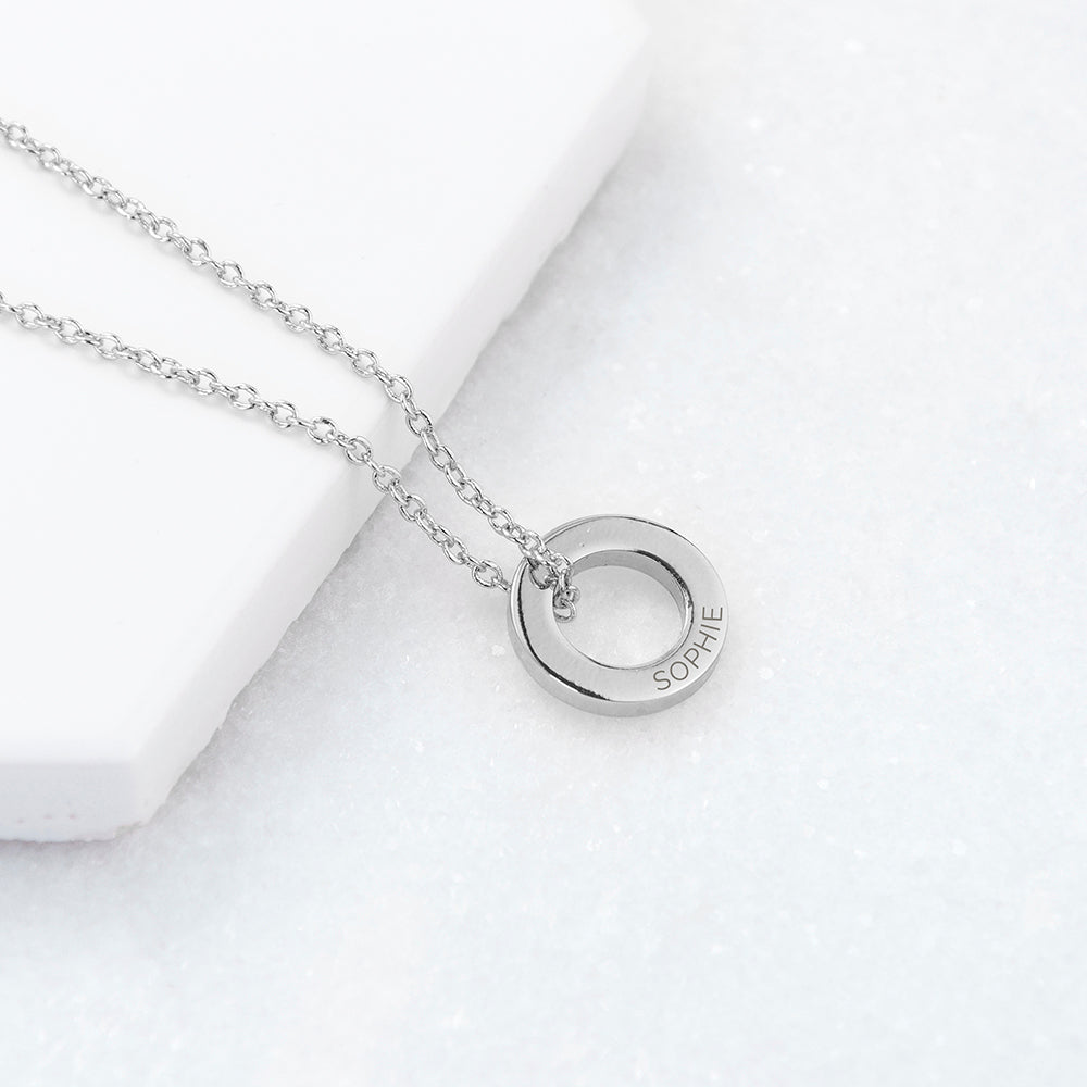 Personalised Mini Ring Necklaces: 2 - Silver - Necklaces By Gift Moments